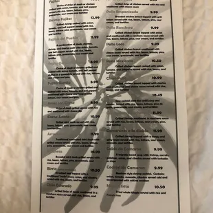 a menu for a mexican restaurant