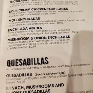 Enchilada verdes was not good