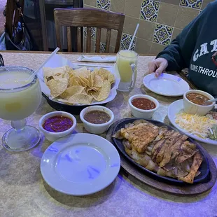 An order of chicken fajitas to share, plenty for both of us.