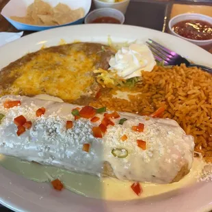 Chicken Chimichanga with white sauce