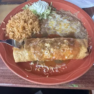 #12 Chimichanga with beans and rice