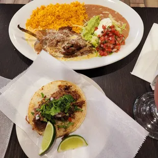Chili relleno and a pork taco