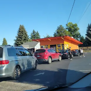 a line of parked cars