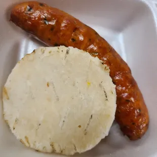 Chorizo sausage con Arepa Colombiana - $4.99