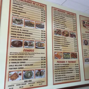 Huge menu as you walk