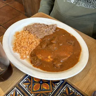 Huevos rancheros with Chili Chile Colorado