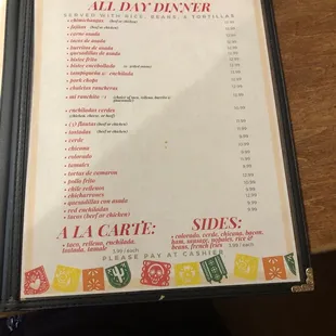 menu