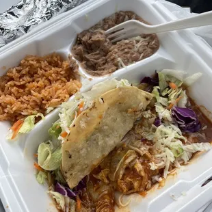Combo plate. They put the taco on top of my enchiladas so my taco was a soggy mess when I lifted it to eat it  :(