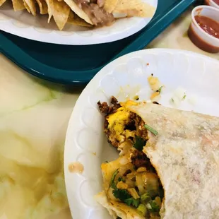two plates of food on a table