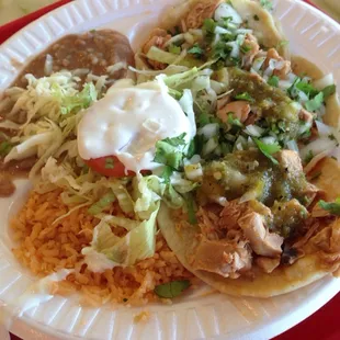 Tres Tacos Plate with chicken, $5.25