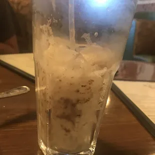 The horchata filled to the top with bs "foam"which horchata