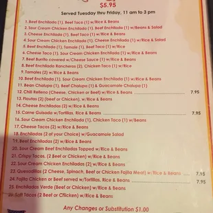 Updated menu