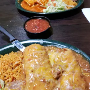 two plates of mexican food