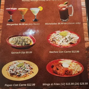 Happy hour menu
