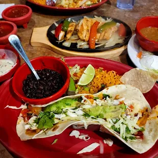 mexican food on a red plate
