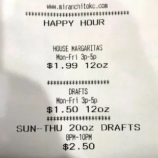 Happy Hour Details