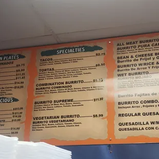 menu