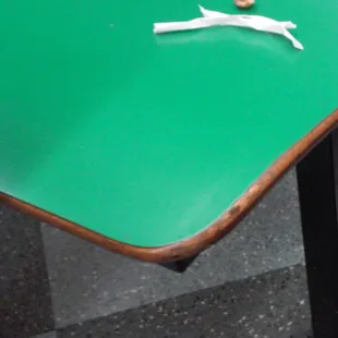 a piece of paper on a green table