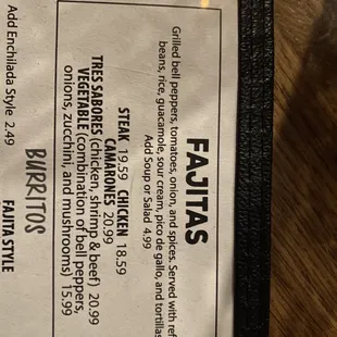 the menu