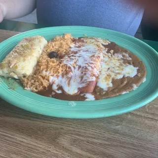 Tamale and Enchilada Combination