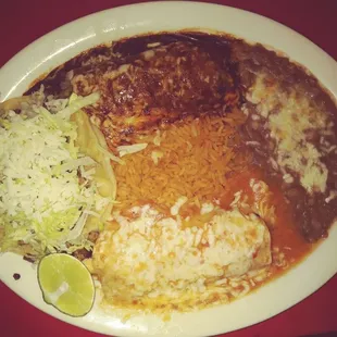 Combination Plate.
Taco, Enchilada &amp; Tamal