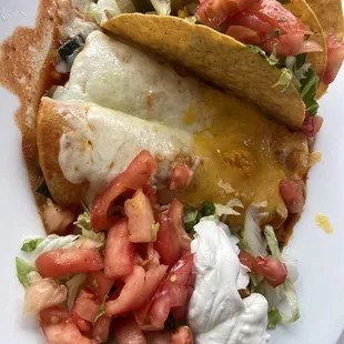 Veggie tacos and enchiladas