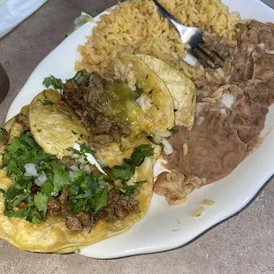 9. Two Taco, Rice and Beans Combo