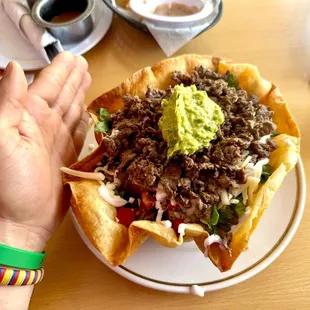 huge Taco Salad with Beef