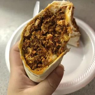 Chorizo, egg, cheese breakfast burrito. Fantastic!!!!!