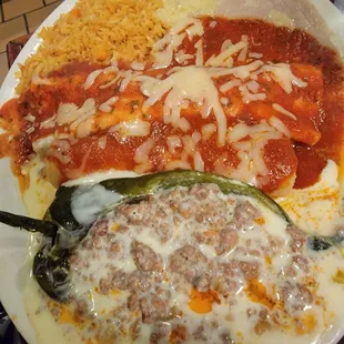 Burrito, enchilada, chile relleno