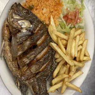 a plate of fish and french fries