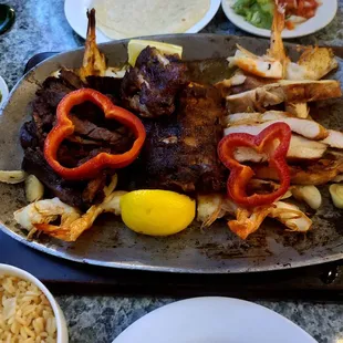a platter of food on a table