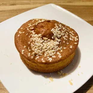 a muffin on a plate