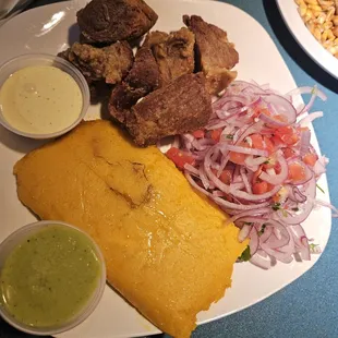 Tamal with chicharrón