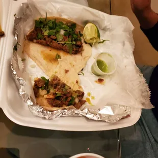 What's left of the 3 carna asasa tacos