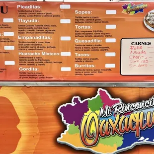 a menu for mexican cuisine