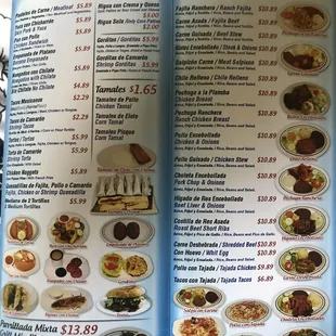 a menu for a mexican restaurant