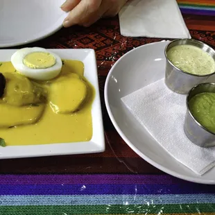Appetizer_Papa a La Huancaina-sliced potatoes with light cheese sauce+2 side sauces