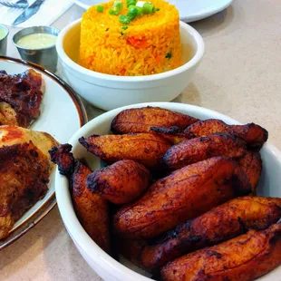 Large Size Side Dishes-Yellow rice &amp; Fried Plantains--Each enough for 4 or more people