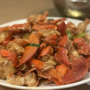 a plate of steamed crab