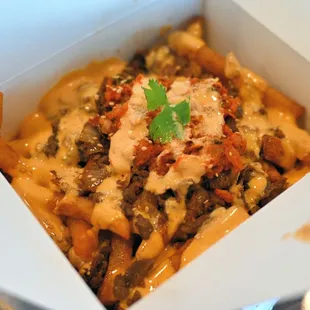 a close up of a box of food