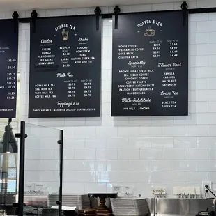 Bubble Tea &amp; Coffee menu
