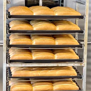 Fresh Vietnamese baguettes waiting to be filled
