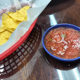 Chips and salsa after we dug in!   The salsa was GREAT.