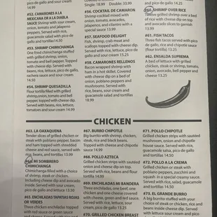 the menu for mi sombrero
