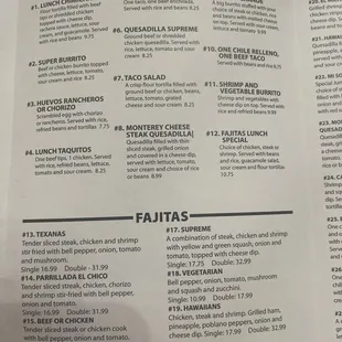 a menu for lunch only