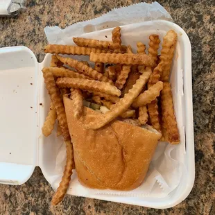 a sandwich and french fries