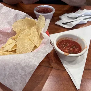Chips and salsa. Great consistency, but I personally would have preferred a little spicy.