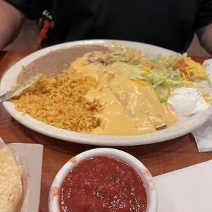 Brisket burrito with queso. Husband said it was really good.