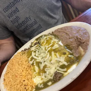 Beef enchiladas with spicy sauce